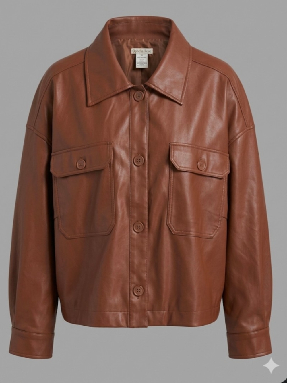 Ophelia Rose Faux Leather Jacket Brown Woman's Size 3x